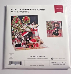 Christmas Puppies - 3D Pop-up Christmas Card by Up With Paper (New) - Picture 1 of 2