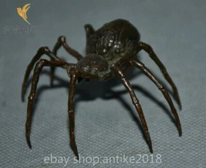 2.8" Raro Antiguo China Rojo Cobre Fengshui Animal Insecto Araña Estatua Escultura - Imagen 1 de 6