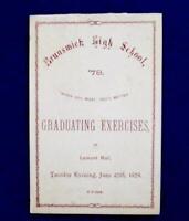1878 Brunswick High School Maine Graduating Exercises Lemont Hall RARE