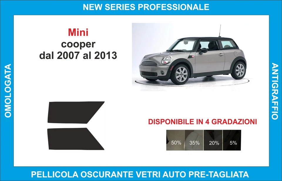 pellicole oscuranti vetri mini cooper dal 2007-2013 kit anteriore - Imagen 1 de 1