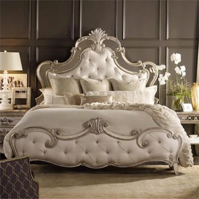 Bowery Hill Traditional Upholstered California King Bed in Silver - Image 1 of 4