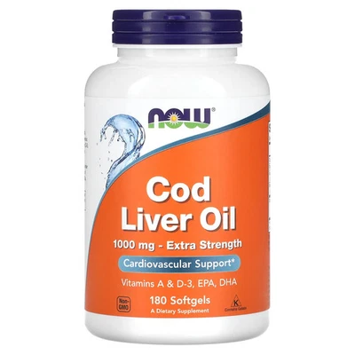 Cod Liver Oil, 1,000 mg, 180 Softgels - Image 1 of 3