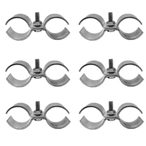 Set 6 Morsetti per Tubi Doppio, Morsetti per Cuccia per Cani, Parti di Clip per Recinzione in Metallo, Inox... - Foto 1 di 7