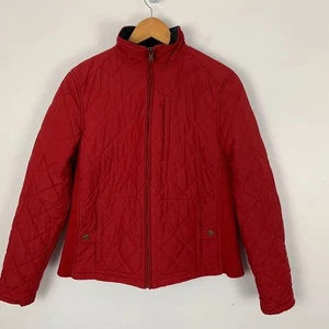 Lauren Ralph Lauren Quilted Jacket Womens Medium Red Zip Up Coat - Picture 1 of 13