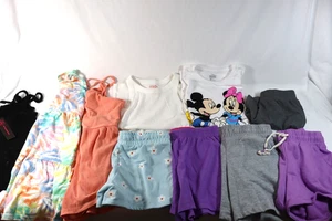 10pc Girl's Clothing Lot Dress Jumpsuit Mickey Shirts Shorts Kids Youth Size 7-8 - Picture 1 of 13