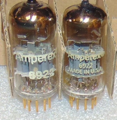 DOS PIEZAS NOS PIN ORO 6922 AMPEREX HOLANDA / HECHO EN EE. UU. TUBOS E88CC ECC88 CCA Foto 1 de 4