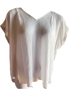 Simply Vera Vera Wang Women’s Sleeveless Top V Neck Pleats White Sz 2X - Picture 1 of 14