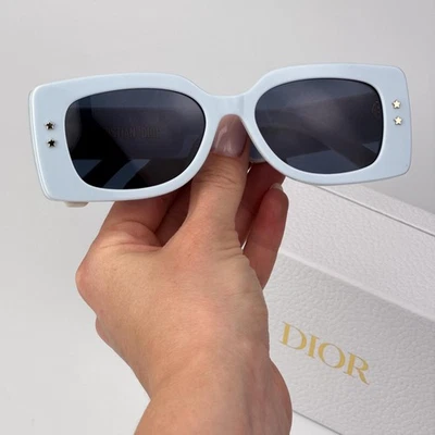 Dior Women Sunglasses Shiny Blue White Rectangle DIORPACIFIC S1U 80B0 NEW - Image 1 of 4