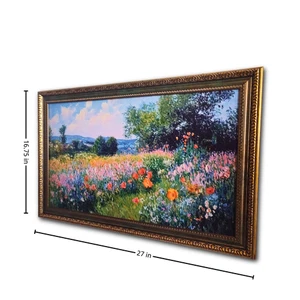TAKORO Framed Wildflowers Wall Art, 27x16.75 Inch, Hand Painted Textured Canvas - Picture 1 of 10