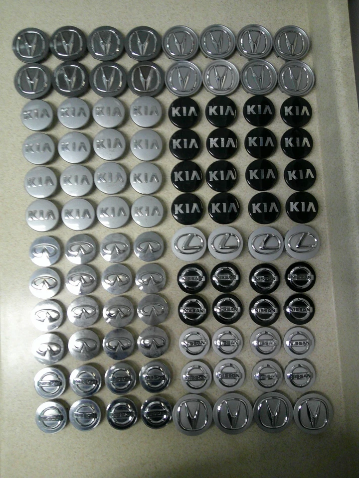 Lote de 96 tampas centrais: Acura Infiniti Kia Lexus Nissan - Imagem 1 de 3