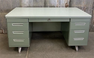 Vintage Mid Century Desk Home Office Furniture Desk with Drawers, Student Desk C - Image 1 of 4