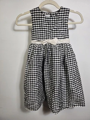 Vestido a cuadros blanco y negro para niña perfectamente vestido talla 6X pajarita Foto 1 de 4