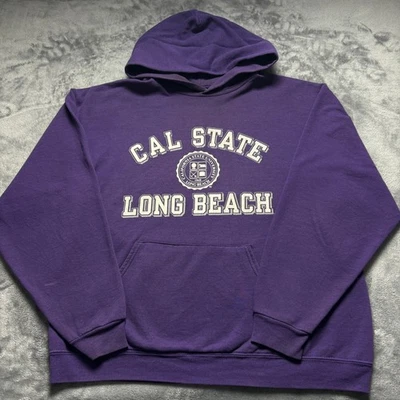 Vintage Hoodie Mens Large Purple Graphic Logo Cal State Long Beach University - Image 1 of 4