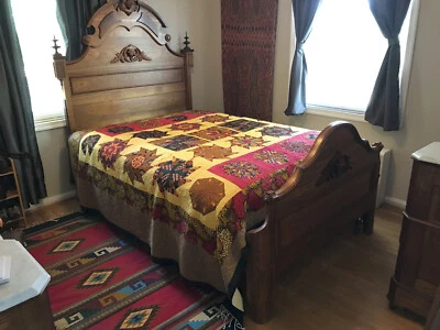 Antique 3-Piece Bedroom Set. Queen bed, marble-topped dressers, Excellent shape - Image 1 of 4