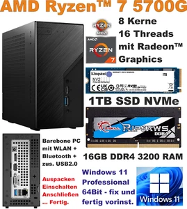 Mini PC Asrock Deskmini X300 AMD Ryzen 7 5700G 16GB 1TB WLAN W11Pro Alpenföhn - Bild 1 von 2
