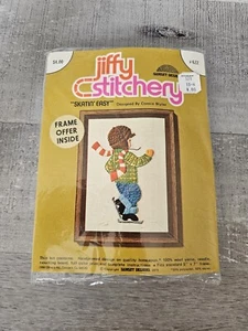 Vtg Jiffy Stitchery Cross Stitch Embroidery Kit 1970s Skatin Easy 622 New 243e - Picture 1 of 5