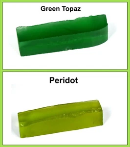170-190 Ct Lab-Created Green Topaz & Peridot Gemstone Slice Rough Pair Certified - Picture 1 of 6