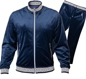 Juego de Jogger Prestige JGS-120 Cremallera Completa Terciopelo Azul Marino/Blanco - Imagen 1 de 7