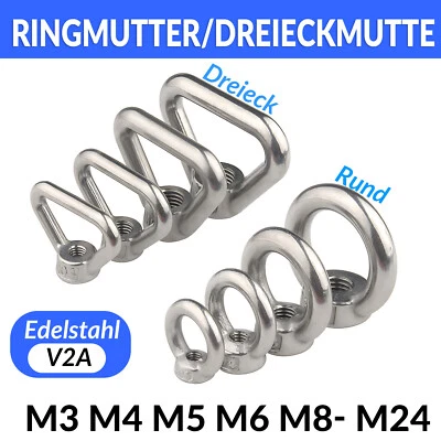 Ringmutter Edelstahl V2A 304 Zurrösen Kranösen M6 - M24 Ringmuttern Schraubösen - Bild 1 von 4