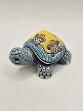 Vintage Rinconada Turtle Blue Yellow Orange Figurine Turtles on Shell COLORFUL