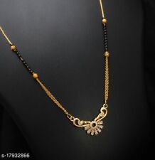 Gold Plated Mangalsutra Indian Wedding Bridal Black Bead Mangalsutra Jewelry