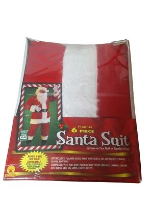 Traje de Franela 6 Piezas Disfraz de Papá Noel con Cinturón Sombrero y Guantes Conjunto Talla 40-48 Foto 1 de 3