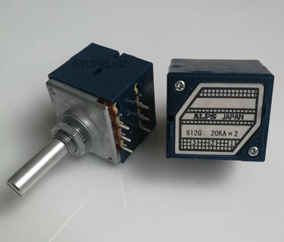 Japan ALPS RK27 20KAX2 LOG Stereo Volume Potentiometer Dual 20K Slotted Shaft