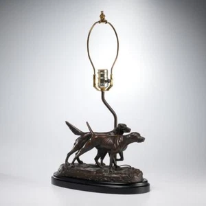 Pointer Pointing Dogs Faux Bronze Sculpture Table Lamp 13"l 8"w 21"h - Picture 1 of 7