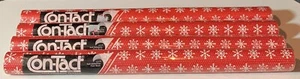 4 Rolls Of Vintage Rubbermaid Con-Tact Contact Paper Red Christmas Snowflakes - Picture 1 of 5