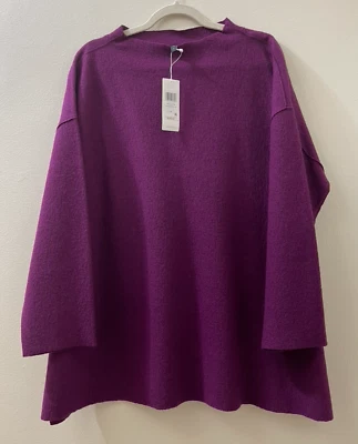 NUEVO CON ETIQUETAS $298 Eileen Fisher Jam Lana Hervida Mermelada Cuello Embudo Caja-Top 1X. Foto 1 de 4