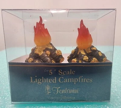 NIB Vintage 2007 Fontanini Italy 5" Scale Lighted Campfires w/Light Kit #56597