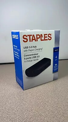 4-Port USB 3.0 Hub Black W/ Rapid Charging 4 USB ports Fast Shipping from the US - Image 1 of 4