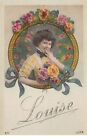 Prénoms - n°67132 - Louise - Jeune femme dans un médaillon avec des fleurs