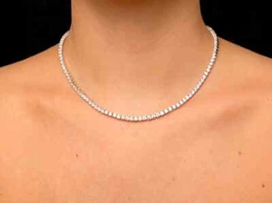 20 Ct Round Cut Lab-Created Diamond Tennis Necklace 14K White Gold Plated 18" - Picture 1 of 9