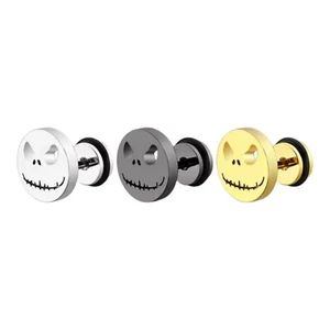 Halloween Skull Head Pumpkin Gothic Punk Stud Earrings Men / Women - Picture 1 of 10