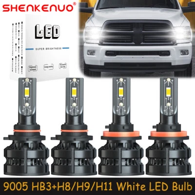 For Ram 1500 2500 3500 2011-2020 9005+H11 LED Headlights Bulbs High Low Beam Z8 - Image 1 of 4