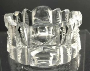 Antique Salt Cellar Salt Dip Open Dish Cut Lead Crystal Clarity Sawtooth Vintage - Picture 1 of 5