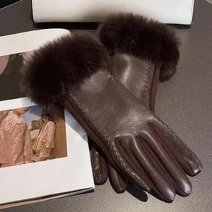 Luxus Handschuhe Damen Pu Leder für kaltes Wetter Winter warm Kunstfell Party weich - Bild 1 von 28