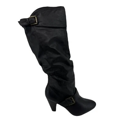 Botas informales de tacón hasta la rodilla con hebilla holgada marrón oscuro Rampage para mujer Foto 1 de 4