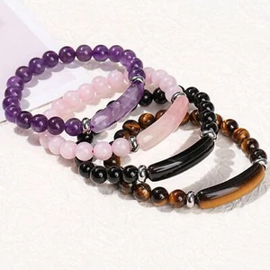 Brazalete con cuentas de piedra energética de buena suerte hecho a mano para mujeres y hombres - Imagen 1 de 53