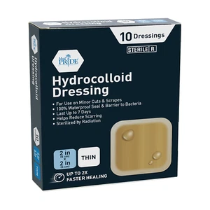 Hydrocolloid 2'' X 2'' Wound Dressing Pads| 10-Pack, Sterile Adhesive Patches| I - Picture 1 of 5