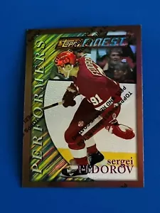 1996 Topps Finest Sergei Federov Red Wings rifrattore scheda hockey parallela #186 - Foto 1 di 2