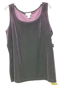 Avenue Women Sz 18-20 Dark Purple Velour/Velvet Sleeveless Tank Top Scoop Neck N - Picture 1 of 5