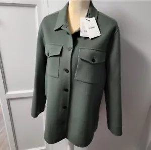 THEORY Hemdjacke Winsome Wolle Kaschmir Shacket Fichte Größe L Neu mit Etikett - Bild 1 von 19