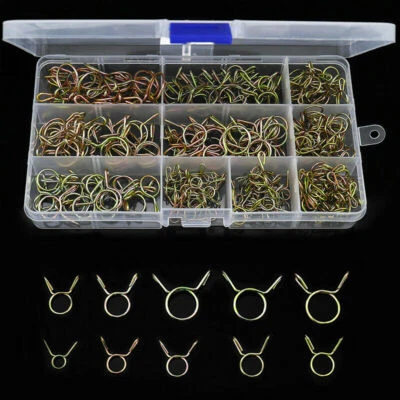 250 Pcs Fuel Line Hose Tubing Spring Clips Clamps Assortment Kit for Motorcycle - Image 1 of 4