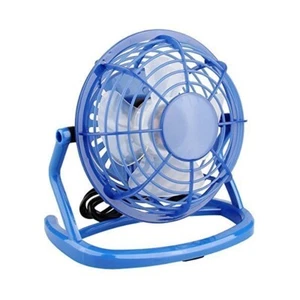 2x Blue Mini USB Desk Fan Small Quiet Personal Cooler USB Power Portable Table - Picture 1 of 8