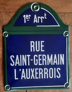 Ancienne plaque émaillée RUE SAINT GERMAIN L AUXERROIS  Paris loft bar 40x51cm - Picture 1 of 2