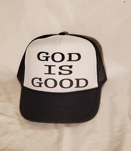 GOD IS GOOD TRUCKER MESH SCHWARZ MÜTZE MIT DRUCKKNOPFLASCHE - Bild 1 von 1