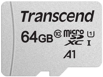 Transcend 64GB microSDXC 300S Class 10 Memory Card with up to 95/45 MB/s (for Sm - Image 1 of 4
