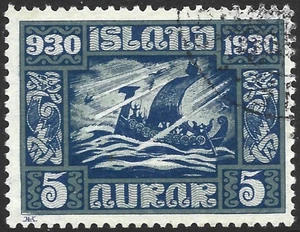 Island 1930 SG#159 5a Parlamentarische Jahrtausendfeier gebraucht Katze 9,25£#F11974 - Bild 1 von 1